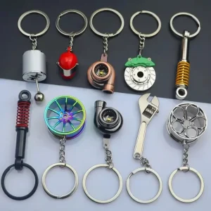 Creative Mini Auto Parts Car Wheel Keychain Auto Enthusiast Metal Keyring Accessories Key Ring Chain for Men Woman Lover Gift